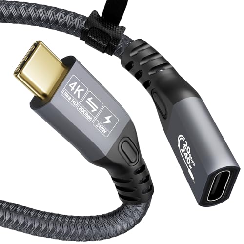 YIWENTEC USB C Cable to USB C 3.2 Male Female Gen2 ¡Á 2 Type C Charging Cable, 20 Gbps Data Transfer, 240 W 48 V/5 A Fast Charging Cable, 4K @ 60Hz Video Transfer (straight, 5M) von YIWENTEC