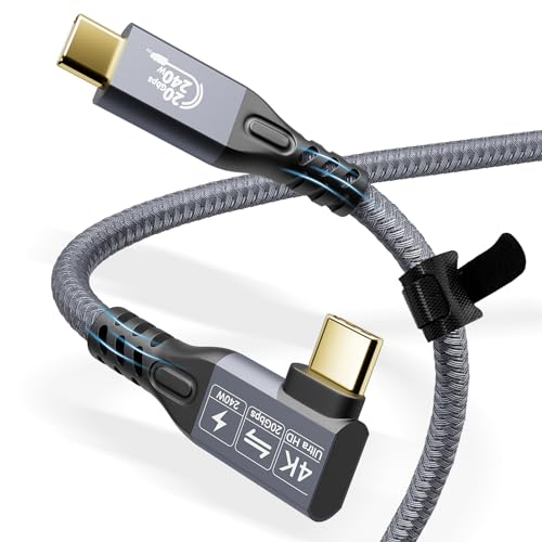 YIWENTEC USB C Cable to USB C 3.2 Male Gen2 X2 Type C Charging Cable, 20Gbps Data Transfer, 240W 48V/5A Fast Charging Cable, 4K@60Hz Video Transfer (Angle, 5m) von YIWENTEC