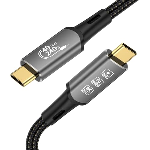 YIWENTEC USB4 8 K Kabel, männlich, Thunderbolt 4, kompatibel mit USB 4, Typ-C, Ultra HD 8 K @ 60 Hz, 240 W, Laden, 40 Gbps, Daten, kompatibel mit externen SSD eGPU (1 m) von YIWENTEC