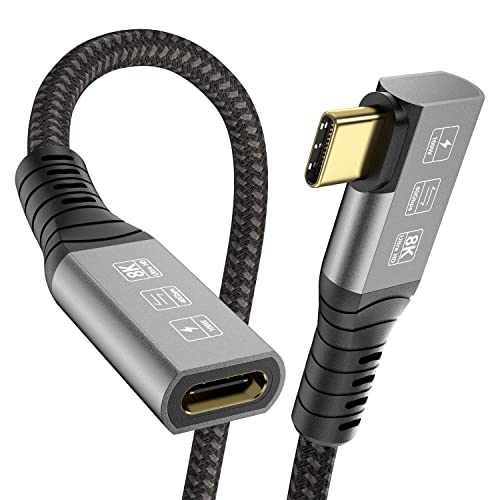 YIWENTEC USB4 8K 0.5M Cable Thunderbolt 4 USB 4 Type-c Male Angle to Female Extension Cable Ultra HD 8K@60Hz 100W Charging 40Gbps Data Transfer Compatible with External SSD eGPU USB-C Docking von YIWENTEC