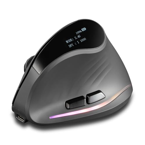 YIWEOG 2,4G Kabellose Mäuse Vertikale ergonomische optische Anzeige 3-Modus-Konnektivität Wiederaufladbare BT-Computermäuse mit OLED-Display YIWEOG 2,4G Kabellose Mäuse Vertikale ergonomische optische Anzeige 3-Modus-Konnektivität Wiederaufladbare BT-Computermäuse mit OLED-Display von YIWEOG