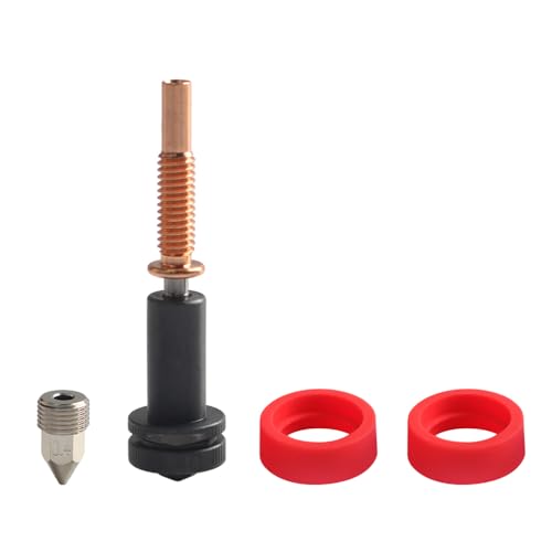 YIWEOG Verbesserte 0,4-mm-Trimetalldüsen mit hohem Durchfluss aus gehärtetem Stahl/Kupfer/Titan. Kompatibel mit REVO-Hotends und Extrudern. Wird mit 2 Silikonhüllen geliefert. von YIWEOG