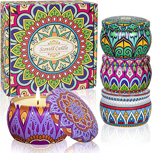 Duftkerzen Geschenke für Frauen: 4Pack Aromatherapie Kerze 120H Burn Time 4,4OZ Soja-Wachs-Kerzen für Haus duftende ätherisches Öl Stress Relief Kerzen Geschenk-Set für Weihnachten Geburtstag von YIWER