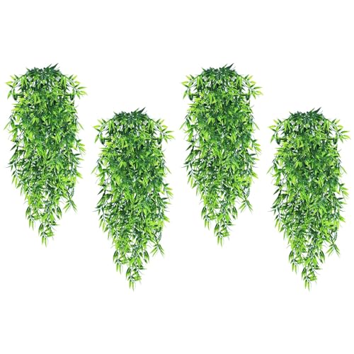 YIWONFU 4 Stück Kunstpflanze Hängend Künstliche Pflanzen Künstliche Hängepflanzen 80cm, Plastikpflanzen Schmücken Wohnzimmer, Balkon, Garten, Außenbereich von YIWONFU