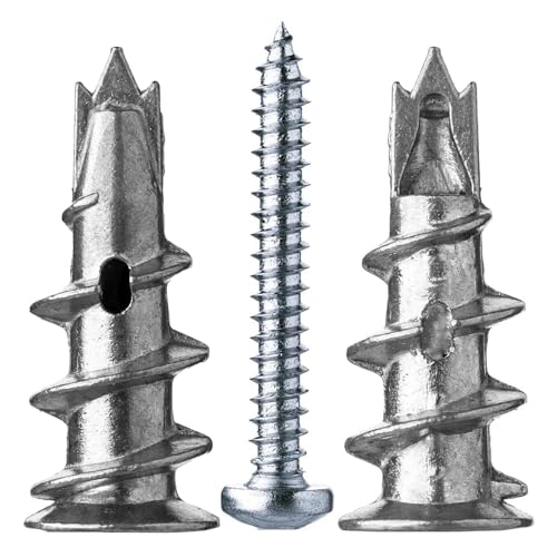 YIWONFU 50 Stück Rigips Dübel, Metall Rigipsdübel Schwerlast Selbstbohrende Gipskartondübel, Dübel 13mm mit Schrauben zur Befestigung in Stein, Ziegeln, Beton, Gipsbauplatten von YIWONFU