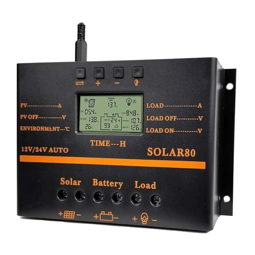 YIWUTRADE Solarladeregler 80A Solarpanel Batterieladeregler Photovoltaik-Stromerzeugung 12V/24V LCD Display von YIWUTRADE