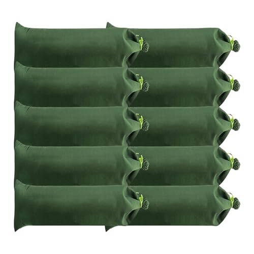 YIXANNX 10 x Mehrzweck Sandsäcke für den Regenwasser Hochwasserschutz im Freien. Vielseitige und effektive wiederverwendbare Sandsäcke aus Segeltuch für zu Hause, Grün 30 * 70cm+10Stk von YIXANNX