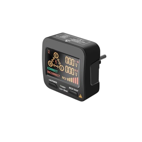 YIXANNX Digitaler Steckdosentester Voltmeter Berührungslose Erkennung Polaritätserkennung Tastenbedienung Elektrikerwerkzeug EU Stecker von YIXANNX