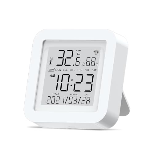 YIXANNX Temperatur Feuchtigkeitssensor, tragbarer Sprachassistent, LCD Display, Hygrometer, Haushalt, Schlafzimmer, Thermometer Detektor von YIXANNX