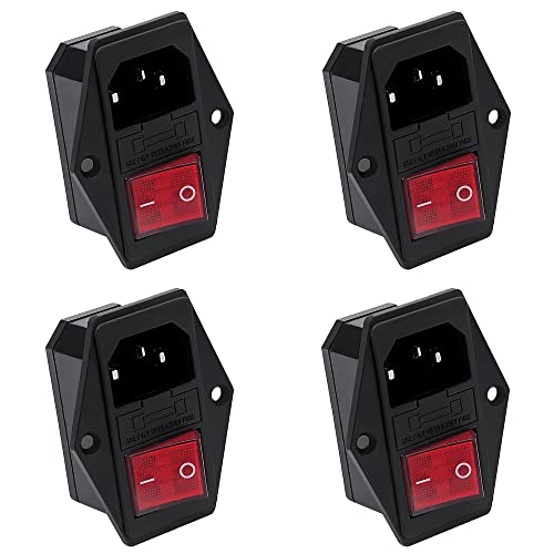 YIXIS 4 Stücke 10A 250V Netzbuchse Eingangsmodul, Wippenschalter 10A Leistung Fusible Schalter 3 Pin IEC320 C14,3-in-1 Einlassmodulstecker YIXIS 4 Stücke 10A 250V Netzbuchse Eingangsmodul, Wippenschalter 10A Leistung Fusible Schalter 3 Pin IEC320 C14,3-in-1 Einlassmodulstecker von YIXISI