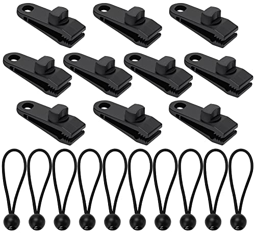 YIXISI 10 Sätze Planenclips, Markisen Klemme Ball Bungee Seil,Tarp Clip, Zeltplanen Clip, Markisen Clip, für Zelte, Plane, Bootsabdeckung, Poolabdeckung, Autoabdeckung von YIXISI