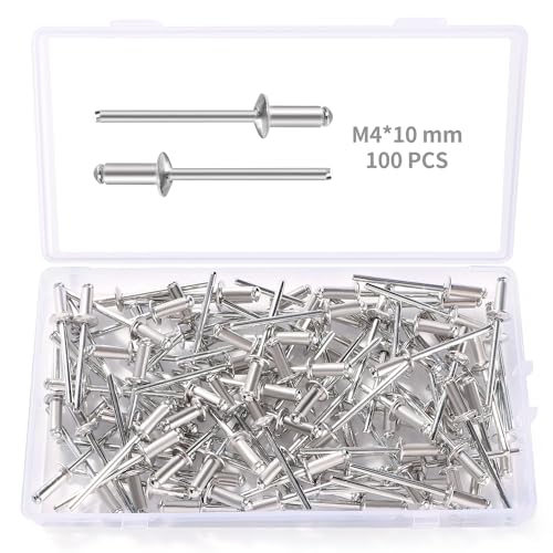 YIXISI 100 Stücke M4x10 mm Aluminium Blindnieten, Große Flansch Blindnieten, Dome Blind Nieten, für Metall Holz Aufbewahrungsbox Möbel Kunststoff von YIXISI