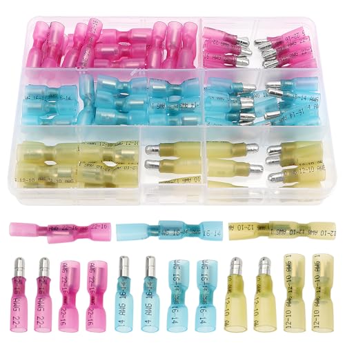 YIXISI 100 Stücke Schrumpf Draht Stecker Set, Schrumpfschlauch Steckverbinder, Elektrische Crimpverbinder, Kabelschuhe,Bullet Butt Connectors, 22-10 AWG YIXISI 100 Stücke Schrumpf Draht Stecker Set, Schrumpfschlauch Steckverbinder, Elektrische Crimpverbinder, Kabelschuhe,Bullet Butt Connectors, 22-10 AWG von YIXISI