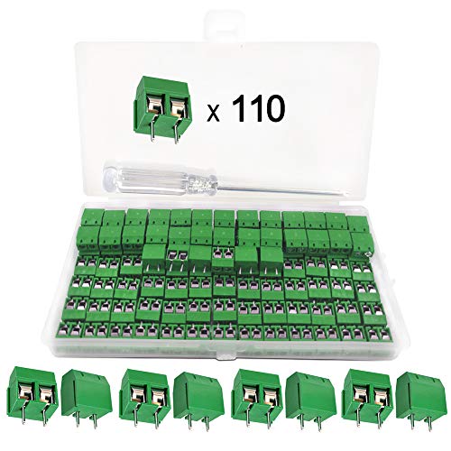 YIXISI 110 Pcs 5mm 2 Pin PCB Mount Screw Terminal Block, Schraubklemme Steckverbinder, für Arduino (2 Pin-110pcs) von YIXISI