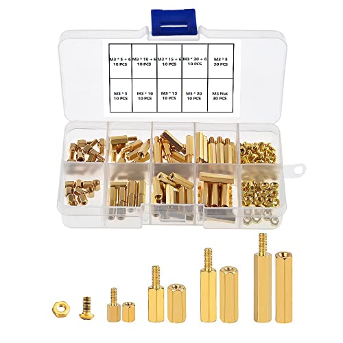 YIXISI 140 Stück M3 Messing Männlich Weiblich Sechskantschrauben Mutter Sortiment Kit, für PCB Motherboard Spacer YIXISI 140 Stück M3 Messing Männlich Weiblich Sechskantschrauben Mutter Sortiment Kit, für PCB Motherboard Spacer von YIXISI