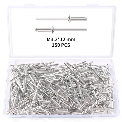 YIXISI 150 Stücke M3.2x12 mm Aluminium Blindnieten, Große Flansch Blindnieten, Dome Blind Nieten, für Metall Holz Aufbewahrungsbox Möbel Kunststoff YIXISI 150 Stücke M3.2x12 mm Aluminium Blindnieten, Große Flansch Blindnieten, Dome Blind Nieten, für Metall Holz Aufbewahrungsbox Möbel Kunststoff von YIXISI