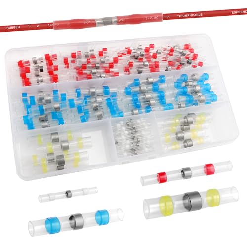 YIXISI 150 Stücke Stoßverbinder Kabelverbinder Wasserdicht im Set, Lötverbinder, Wärmeschrumpf Stoßverbinder, Schrumpfschlauch mit Lötzinn, Schrumpfverbinder Stoßverbinder, 26-10 AWG von YIXISI