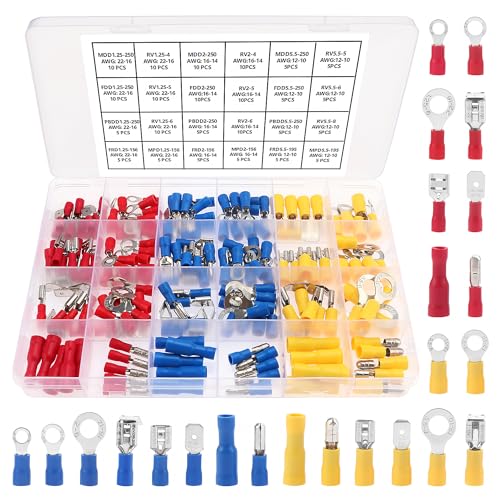 YIXISI 170 Stücke Crimp Terminals Sortiment Set, Elektrische Kabelschuhe, Quetschverbinder Set, für Elektrische Verkabelung YIXISI 170 Stücke Crimp Terminals Sortiment Set, Elektrische Kabelschuhe, Quetschverbinder Set, für Elektrische Verkabelung von YIXISI