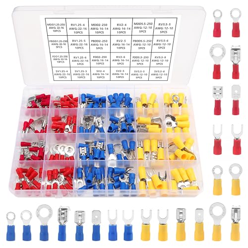 YIXISI 180 Stücke Crimp Terminals Sortiment Set, Elektrische Kabelschuhe, Quetschverbinder Set, für Elektrische Verkabelung YIXISI 180 Stücke Crimp Terminals Sortiment Set, Elektrische Kabelschuhe, Quetschverbinder Set, für Elektrische Verkabelung von YIXISI