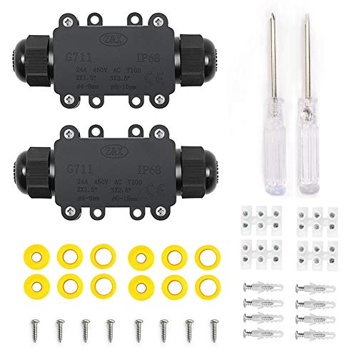 YIXISI 2 Stück Abzweigdose, 3-Polig IP68 Wasserdichte Verteilerdose, 2 Wege Junction Box, Kabelverbinder Aussen, für Außenbereich, Ø 4–15 mm von YIXISI