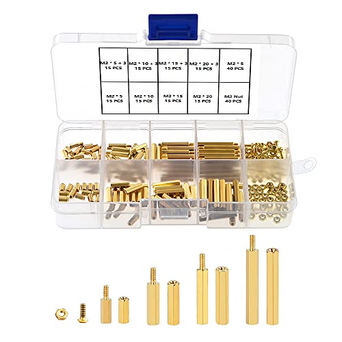 YIXISI 200 Stück M2 Messing Männlich Weiblich Sechskantschrauben Mutter Sortiment Kit, für PCB Motherboard Spacer von YIXISI