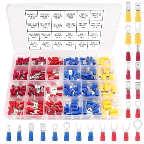 YIXISI 210 Stücke Crimp Terminals Sortiment Set, Elektrische Kabelschuhe, Quetschverbinder Set, für Elektrische Verkabelung YIXISI 210 Stücke Crimp Terminals Sortiment Set, Elektrische Kabelschuhe, Quetschverbinder Set, für Elektrische Verkabelung von YIXISI
