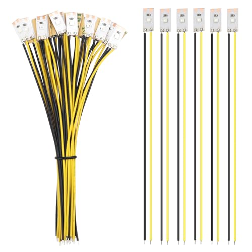YIXISI 25 Stücke 17mm VorDrahtete LED Streifen, 2835 SMD LED, 12-18V LED Streifen, Modellbau Led Beleuchtung, Gelb von YIXISI
