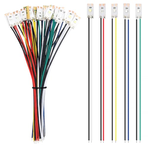 YIXISI 25 Stücke 17mm VorDrahtete LED Streifen, 2835 SMD LED, 12-18V LED Streifen, Modellbau Led Beleuchtung, Weiß/Rot/Gelb/Blau/Grün von YIXISI