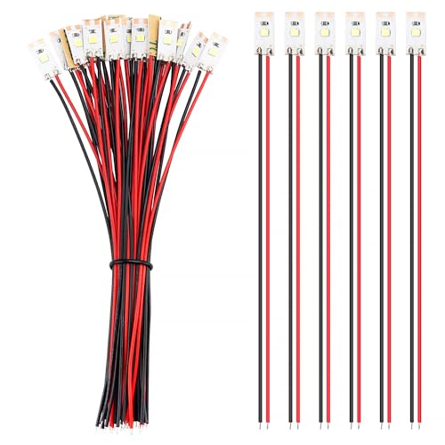YIXISI 25 Stücke 17mm VorDrahtete LED Streifen, 2835 SMD LED, Modellbau Led Beleuchtung, 12-18V LED Streifen, Weiß von YIXISI