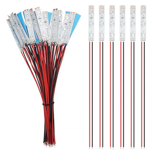 YIXISI 25 Stücke 50mm VorDrahtete LED Streifen, 2335 SMD LED, 12-18V LED Streifen, Modellbau Led Beleuchtung, Rot von YIXISI