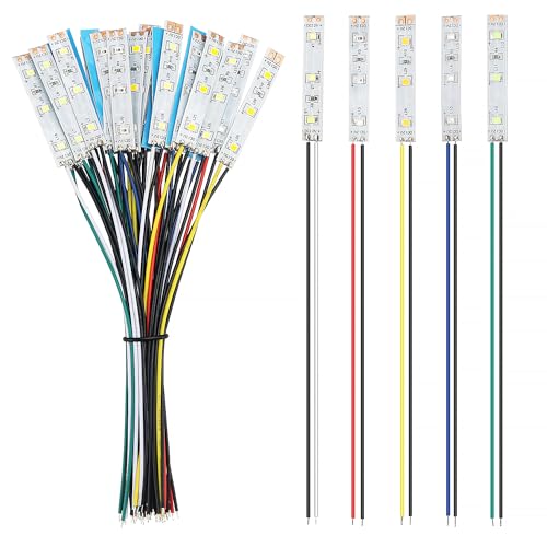 YIXISI 25 Stücke 50mm VorDrahtete LED Streifen, 2335 SMD LED, 12-18V, Modellbau Led Beleuchtung, Weiß/Rot/Gelb/Blau/Grün von YIXISI