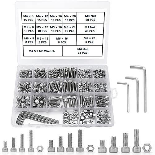 YIXISI 267 Stück M4 M5 M6 Edelstahl Sechskantschrauben Sortiment Kit, Sechskantkopf schrauben Schrauben, Schrauben Set mit 1 Stück Sechskantschlüssel von YIXISI