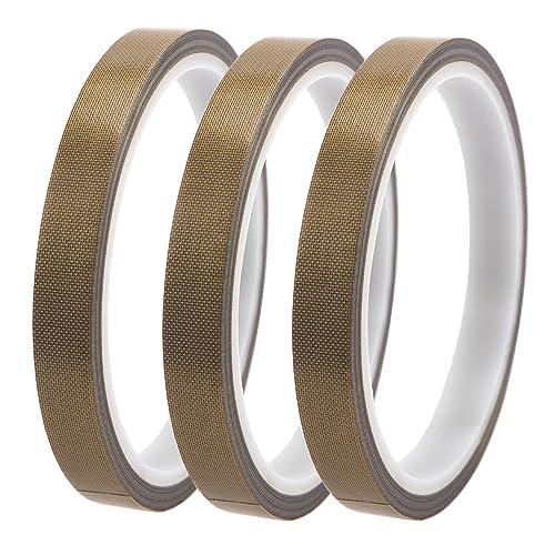 YIXISI 3 Stücke PTFE Fabric Tape, Hochtemperaturband, PTFE Glasgewebeband, PTFE Glasklebeband, High Temp Klebeband, PTFE Klebeband, für Vakuumiergerät, Handversiegelung (10mm x 10m) von YIXISI