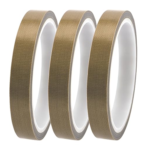 YIXISI 3 Stücke PTFE Fabric Tape, Hochtemperaturband, PTFE Glasgewebeband, PTFE Glasklebeband, High Temp Klebeband, PTFE Klebeband, für Vakuumiergerät, Handversiegelung (13mm x 10m) von YIXISI