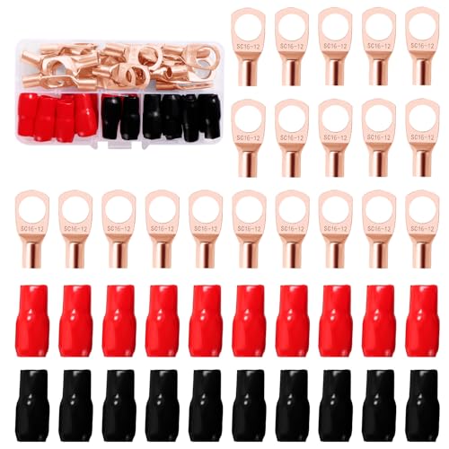 YIXISI 40 Stücke M12 SC16-12 AWG6 Ringkabelschuhe Set, Röhrenförmige Batteriekabelenden, Kupferkabelschuhe, mit Isoliertüllen Sleeve, für Elektrokabel, Goldene YIXISI 40 Stücke M12 SC16-12 AWG6 Ringkabelschuhe Set, Röhrenförmige Batteriekabelenden, Kupferkabelschuhe, mit Isoliertüllen Sleeve, für Elektrokabel, Goldene von YIXISI