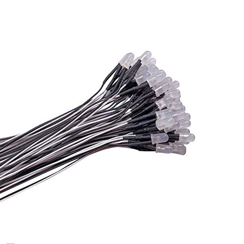 YIXISI 50 Stücke Vorverdrahtete LED, 12V 5mm Vorverdrahtetes Dioden Licht, Diffuse Emittierende Leuchtdiode multi Farben Sortiert Licht, 20cm (Weiß) von YIXISI