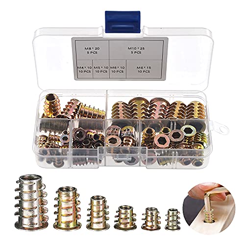 YIXISI 50 Stücke Zink-legierung Einschraubtyp Hex Antrieb Gewindeeinsatz Muttern Sortiment, Innensechskantmuttern Gewindeeinsatz Muttern M4 / M5 / M6 / M8 / M10, für Weiches Holz Holzmöbel YIXISI 50 Stücke Zink-legierung Einschraubtyp Hex Antrieb Gewindeeinsatz Muttern Sortiment, Innensechskantmuttern Gewindeeinsatz Muttern M4 / M5 / M6 / M8 / M10, für Weiches Holz Holzmöbel von YIXISI