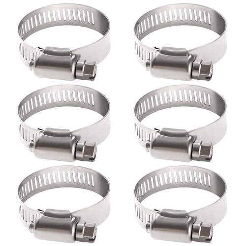 YIXISI 6 Stücke 21-38 mm Schlauchschellen, 304 Edelstahl Schlauchschellen, Einstellbare Schlauchklemme, Schneckengetriebe Schlauchschellen, für Wasserleitungen, Sanitär von YIXISI