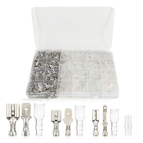 YIXISI 600 Stück Flachsteckhülsen Set, Männlich und Weiblich Kabelstecker Set, Isolierte Verbinder mit Schutzhülle (2.8mm 4.8mm 6.3mm) von YIXISI