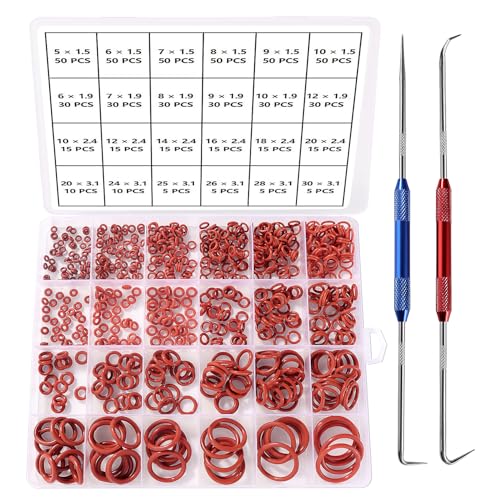 YIXISI 610 Stücke 24 Größen Sortiment an Rot O-Ringen, Metrische Dichtungsringe O-Ringe aus Silikon, mit Doppelkopf Pick und Haken, für Sanitär-Unterlegscheiben und Auto-Schnellreparatur YIXISI 610 Stücke 24 Größen Sortiment an Rot O-Ringen, Metrische Dichtungsringe O-Ringe aus Silikon, mit Doppelkopf Pick und Haken, für Sanitär-Unterlegscheiben und Auto-Schnellreparatur von YIXISI