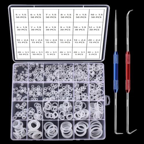 YIXISI 610 Stücke 24 Größen Sortiment an Weiß O-Ringen, Metrische Dichtungsringe O-Ringe aus Silikon, mit Doppelkopf Pick und Haken, für Sanitär-Unterlegscheiben und Auto-Schnellreparatur YIXISI 610 Stücke 24 Größen Sortiment an Weiß O-Ringen, Metrische Dichtungsringe O-Ringe aus Silikon, mit Doppelkopf Pick und Haken, für Sanitär-Unterlegscheiben und Auto-Schnellreparatur von YIXISI