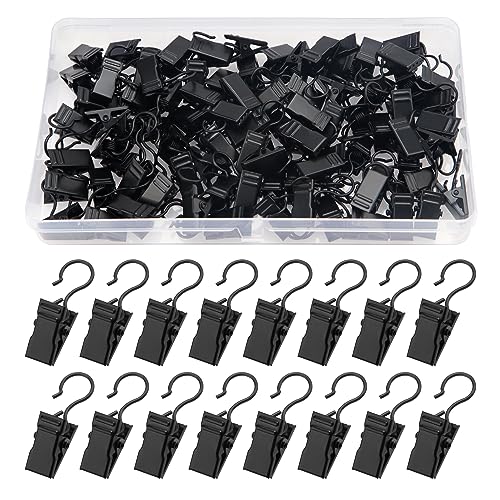 YIXISI 85 Stücke Vorhang Clips Metall Hängenden Haken, Vorhang Clips mit Haken, Duschvorhanghaken Clips, Vorhänge-Clips, für Schlafzimmer, Badezimmer, Heimdekoration, Schwarz von YIXISI