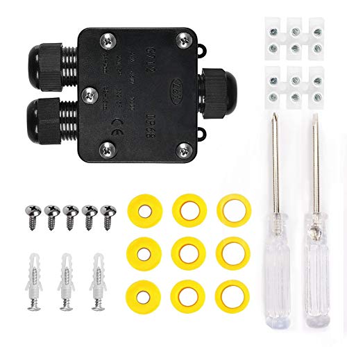 YIXISI Abzweigdose, 3-Polig IP68 Wasserdichte Verteilerdose, 3 Wege Junction Box, Kabelverbinder Aussen, für Außenbereich, Ø 4–15 mm von YIXISI