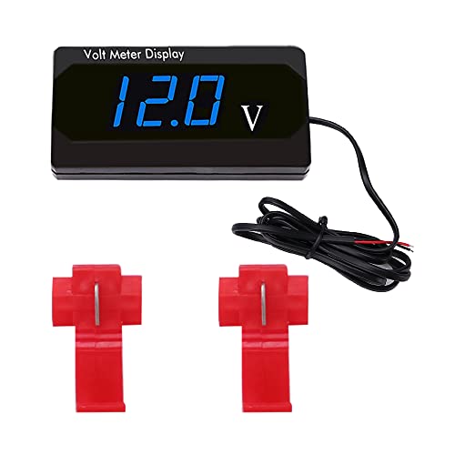 YIXISI DC 12V Wasserdichtes Auto Voltmeter mit LED Digital Anzeige, Spannungsmessgerät mit Klemmen, Mini LED Spannungsprüfer für Boot Fahrzeug Motorrad LKW ATV UTV, Blau von YIXISI