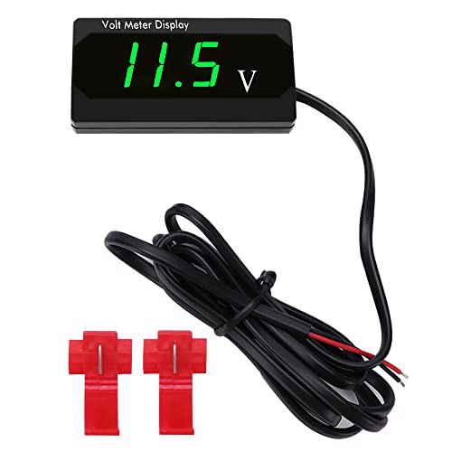 YIXISI DC 12V Wasserdichtes Auto Voltmeter mit LED Digital Anzeige, Spannungsmessgerät mit Klemmen, Mini LED Spannungsprüfer für Boot Fahrzeug Motorrad LKW ATV UTV, Grün von YIXISI