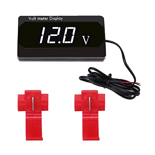 YIXISI DC 12V Wasserdichtes Auto Voltmeter mit LED Digital Anzeige, Spannungsmessgerät mit Klemmen, Mini LED Spannungsprüfer für Boot Fahrzeug Motorrad LKW ATV UTV, Weiß von YIXISI