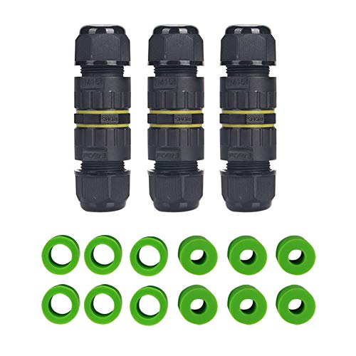YIXISI 3 Stück Kabelverbinder 3-Polig, Kabelverbinder Wasserdicht IP68, Kabelverbindungs Box für Außenbereich, Verbindungsmuffe für Ø 3.5-10 mm Kabeldurchmesser, Schwarz YIXISI 3 Stück Kabelverbinder 3-Polig, Kabelverbinder Wasserdicht IP68, Kabelverbindungs Box für Außenbereich, Verbindungsmuffe für Ø 3.5-10 mm Kabeldurchmesser, Schwarz von YIXISI