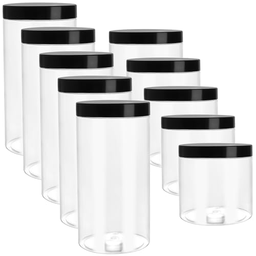 YIXNSW 10 Stück 500 ml/1000 ml Vorratsdosen Set, Nachfüllbare Kunststoff Transparente Vorratsgläser Runde, Luftdicht Plastikdosen Mit Deckel für Gewürz Würzmittel Schleim YIXNSW 10 Stück 500 ml/1000 ml Vorratsdosen Set, Nachfüllbare Kunststoff Transparente Vorratsgläser Runde, Luftdicht Plastikdosen Mit Deckel für Gewürz Würzmittel Schleim von YIXNSW