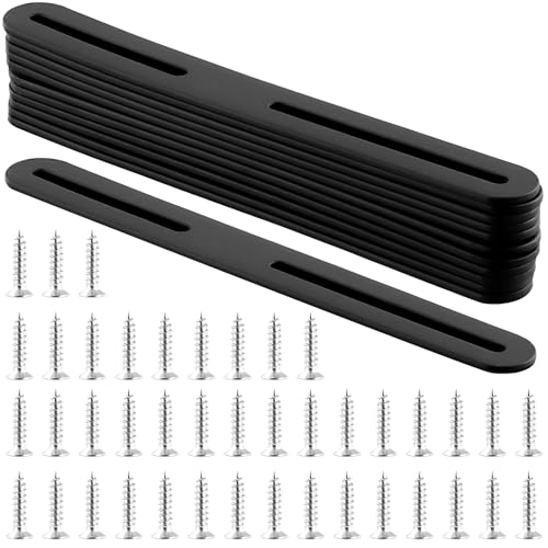 YIXNSW 12 Stück Flachverbinder Edelstahl Schwarz, 215 x 24 x 3 mm Flachverbinder Langloch mit 2 Löcher, Metall Lochplatte Stabil Holzverbinder für Stühle, Tische, Bettgestell, Schränke von YIXNSW