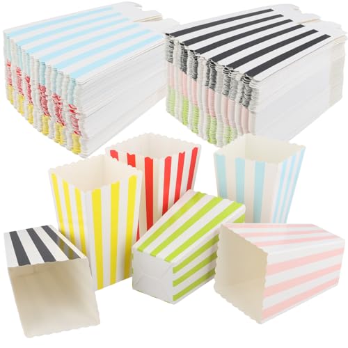 YIXNSW 144 Stück Popcorn Tüten, Gestreift Popcorn Tüten, Erhältlich in 5 Farben, Jeweils 24 Stück, Weißem Karton Popcorn Tüten Klein für Heimkino, Partys, Filmabend, 7 x 5 x 11,5cm YIXNSW 144 Stück Popcorn Tüten, Gestreift Popcorn Tüten, Erhältlich in 5 Farben, Jeweils 24 Stück, Weißem Karton Popcorn Tüten Klein für Heimkino, Partys, Filmabend, 7 x 5 x 11,5cm von YIXNSW
